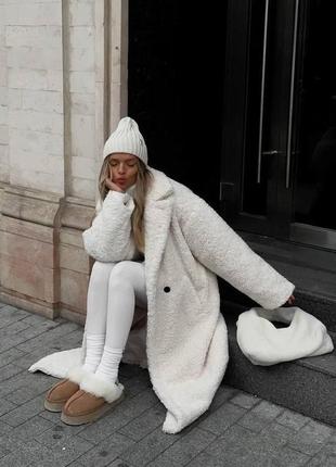 Пальто шуба еко хутро жіноче довге осіннє зимове демісезонне на осінь зиму тепле з поясом бежева чорна коричнева сіра біле без капюшону базове стильне