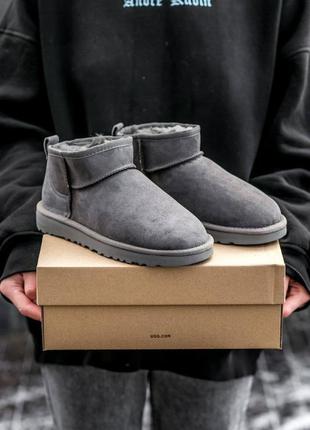 Женские зимние угги ugg ultra mini grey suede