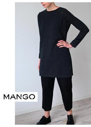 Сукня mango. темно-синя сукня туніка в горошок. трикотажна сукня.