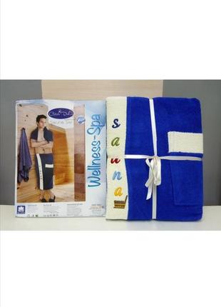 Набір для сауни чоловічий gursan синій, рушник 50 х 90 см