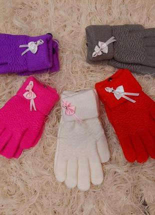 Цветные перчатки, рукавицы китти, бант, бабочка4 фото