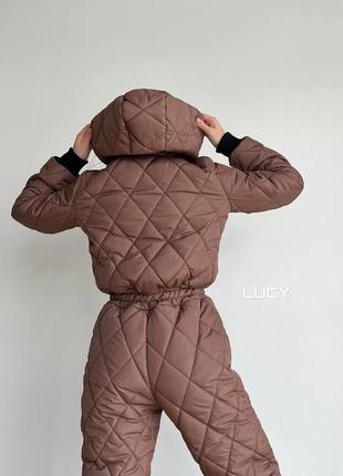 Комбінезон жіночий ромпер теплий балонєвий коричневий лижний костюм зимовий стильний утеплений7 фото