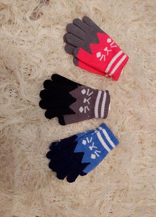 Яркие, цветные перчатки, рукавицы с котом, снежинка2 фото