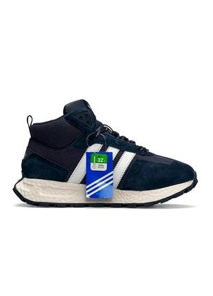 Зимние мужские кроссовки adidas originals retropy e5 navy white fur#адидас8 фото