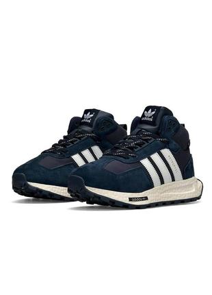 Зимние мужские кроссовки adidas originals retropy e5 navy white fur#адидас7 фото