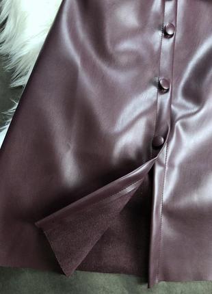 Стильные кожаные платья в цвете темная вишня💕4 фото