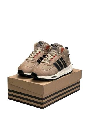 Зимние мужские кроссовки adidas originals retropy e5 sand black fur#адидас