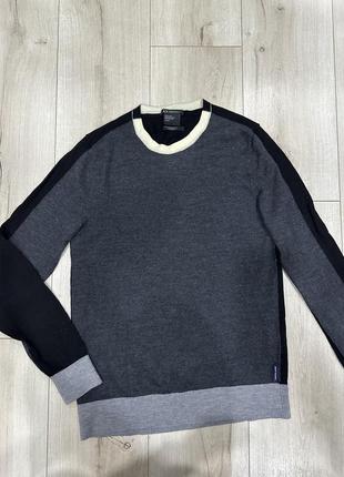 Armani exchange тонкий светр чорно сірий шерсть