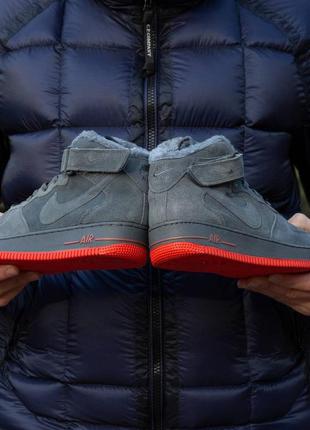 Чоловічі кросівки nike air force winter grey\red