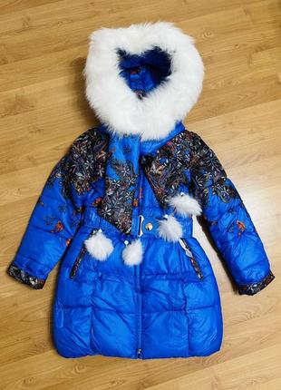 Зимняя курточка пальто с мехом тинсулейт и шарфик с мехом3 фото