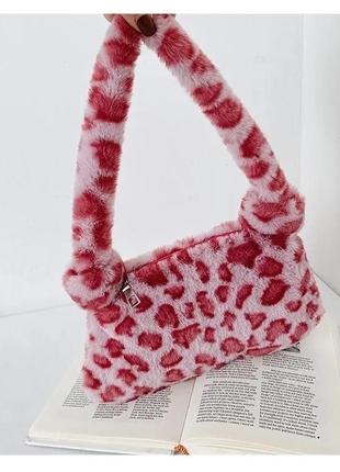 Женская трендовая сумка,плюшевая мягкая сумка с животным принтом, через плечо багет4 фото