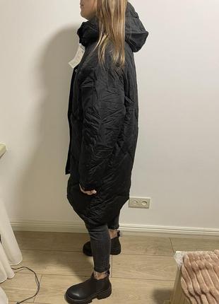 Пальто пуховик чорний з карманами10 фото