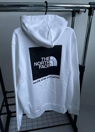 Теплое белое худи на флисе унисекс the north face