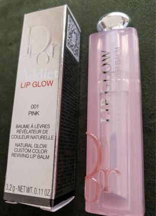 Помада - блеск dior lip glow оттенок 001 (нежно-розовый)