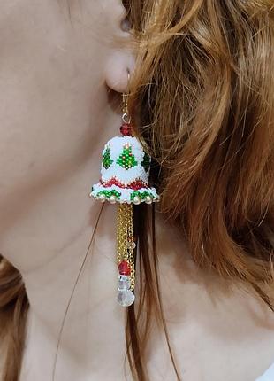 Новогодние серьги рождественские звоночки