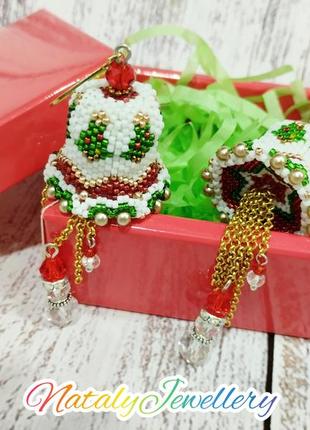 Новогодние серьги рождественские звоночки