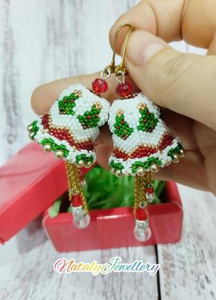 Новогодние серьги рождественские звоночки