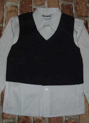 Нарядная белая рубашка с жилетом 4 года мальчику