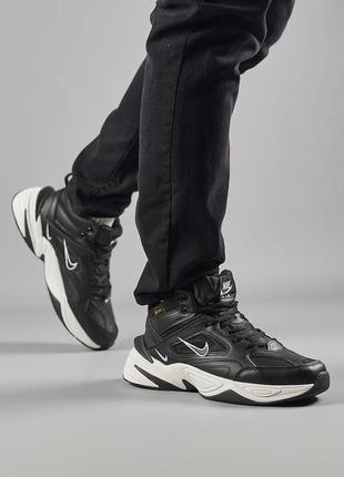 ❄️зимние мужские кроссовки nike m2k tekno mid black white fur ❄️8 фото