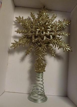 Игрушка, на ёлку, винтажный стиль, верхушка, снежинка, звезда2 фото