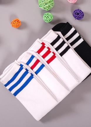 Шкарпетки високі дитячі білі 4141 гольфи з чорними смужками довгі шкарпетки білосніжні6 фото