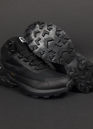 Лодочные зимние кроссовки salomon speedcross высокие черные с белым3 фото