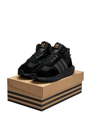 Зимові чоловічі кросівки adidas originals retropy e5 black fur