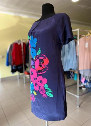 ❄️распродаж❄️синее шелковое платье с цветочным принтом coast3 фото