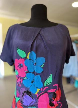 ❄️распродаж❄️синее шелковое платье с цветочным принтом coast2 фото