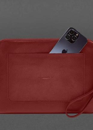 Кожаный чехол для ноутбука macbook 13 на молнии красный1 фото