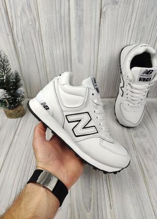 New balance 574 winter white black2 фото