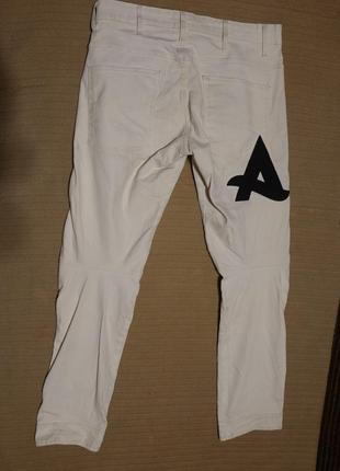 Прямые плотные белые резаные фирменные джинсы-элвуды g-star raw longueur largo lunghezza jeans 32/327 фото
