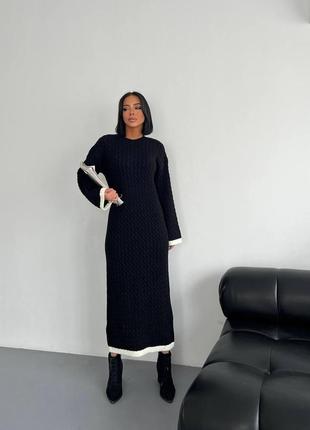 Красивое стильное теплое вязаное платье длинная коса6 фото