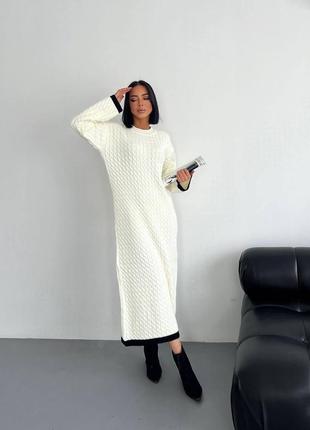 Красивое стильное теплое вязаное платье длинная коса3 фото