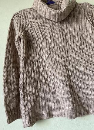 Вязанный бежевый свитер хомут bershka4 фото