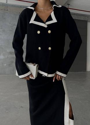 Кардиган юбка-миди вязаный теплый нарядный костюм5 фото