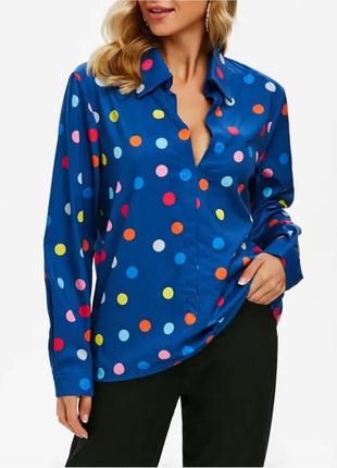 Яскрава сорочка -блуза в горошок3 фото