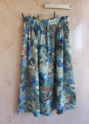 Винтажная юбка в принт Цветы c&amp;a юбка летняя под винтаж1 фото