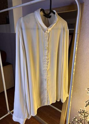 Блуза сорочка рубашка білий колір бежева шифон класична стильна dorothy perkins oversize розмір s m l