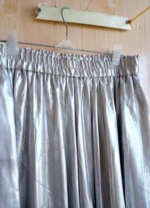 🤩 h&m шикарная молодежная юбка плиссе плиссированая металик блестящая6 фото