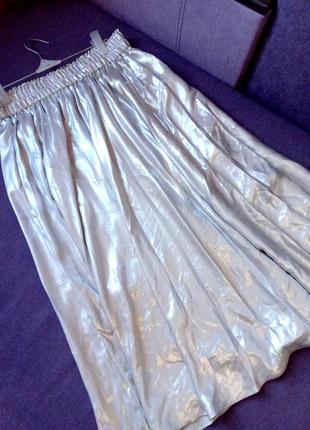 🤩 h&m шикарная молодежная юбка плиссе плиссированая металик блестящая3 фото