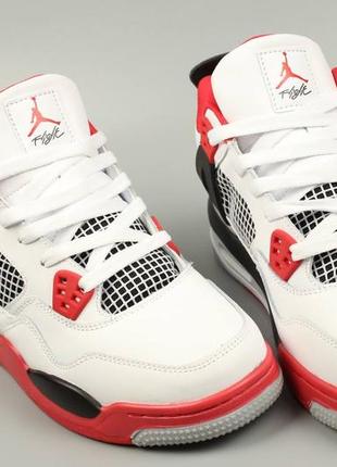 Мужские кроссовки зимние на меху nike air jordan 4 retro white red fur