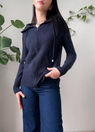 Джемпер светр з капюшоном кофта шерстяна люкс вʼязана тепла на замку кашеміровий 100 % кашемір