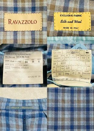 Оригинальный эксклюзивный итальянский пиджак / блейзер ravazzolo голубого цвета в клетку4 фото