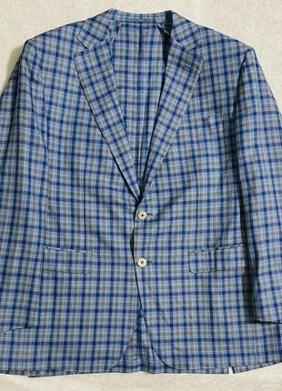 Оригинальный эксклюзивный итальянский пиджак / блейзер ravazzolo голубого цвета в клетку7 фото