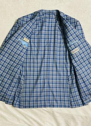 Оригинальный эксклюзивный итальянский пиджак / блейзер ravazzolo голубого цвета в клетку8 фото