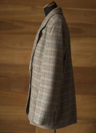 Шерстяный винтажный пиджак в гусиную лапку оверсайз женский galaxy, размер l4 фото