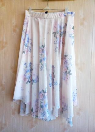 Шикарная легкая невесомая юбка миди нежная романтическая в цветы1 фото
