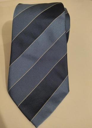 Шовкова краватка, бренду hugo boss у смужку, блакитно синього кольору7 фото