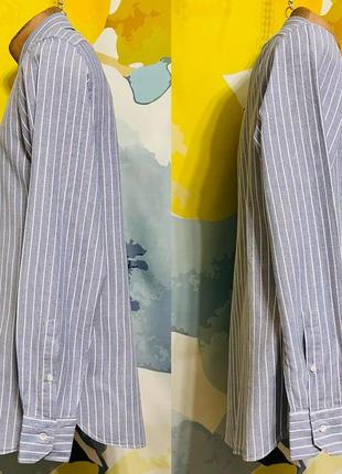 Оригінальна бавовняна сорочка ermenegildo zegna блакитного кольору у смужку2 фото